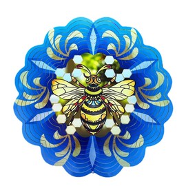 Eleqldwen Bee Wind Spinners 3D Hanging Wind Spinner Bee Ornament Gifts, Iron Wind Sculpture for Outdoor&Indoor Decor