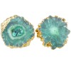 SUNYIK Natural Quartz Geode Druzy Stud Earrings, Irregular Green