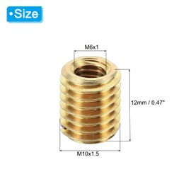 PATIKIL Brass Threaded Repair Insert Nut, 5 Pcs M10x1.5 Male to M6x1 Female Thread Sleeve Inserts Reducing Nut Adapter Reducer Screw Sleeves 12mm