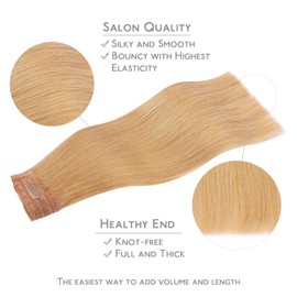 WENNALIFE Wire Hair Extensions Real Human Hair(Increase 50% Lifespan) 18 inch 95g Strawberry Blond Remy Hair Invisible Transparent Wire Straight Reusable Natural Extensiones De Cabello Humano