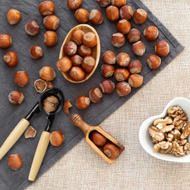 Relaxdays Nutcracker with Wooden Handle, Aluminium Nut Tongs for Walnuts, 2-in-1 Champagne Bottle Opener, H x W x D: 6 x 18 x 8.5 cm, Black