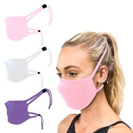 Adult Cloth Face Mask with Head Strap and Filter Pocket (Pack of 3), Multi Size Reusable Cotton Face Cover by SNM Apparels