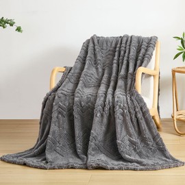 WONGS BEDDING Cuddly Blanket, Fluffy Blanket, Grey, Sofa Blanket, Wool Blanket, 150 x 200 cm, Warm Soft Fleece Blanket, Boho Blankets, Throw Blanket for Sofa, Couch, Bed