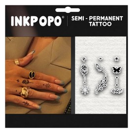 INKPOPO 3 Sheets Semi-Permanent Tattoos for Adults | 7-15 Days Longwear | Waterproof & Realistic Finish | Adult Art Temporary Tattoos | Finger Tattoo Series 120
