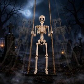 Sintuff Halloween Swinging Skeleton on Swing, Swinging Outdoor Ghost Decor