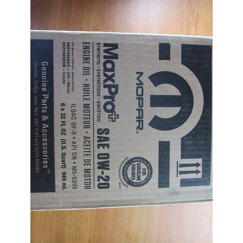 Mopar Six Quarts of Full Synthetic MaxPro Saw OW-20 Motor