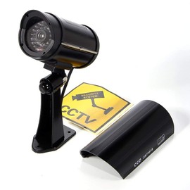BW 1100B Outdoor Indoor Fake Dummy Imitation CCTV Security Camera with Blinking Flashing Light Bullet Shape Black