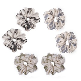 Cicimeiluody Chinoiserie Ink Style Cotton and linen Hair Scrunchies - Print Scrunchies Hair Bands-Fashionably Comfortable Hair Accessories for Women (6, 2Ink black+2Haze Blue+2Fresh Green+, Petite)