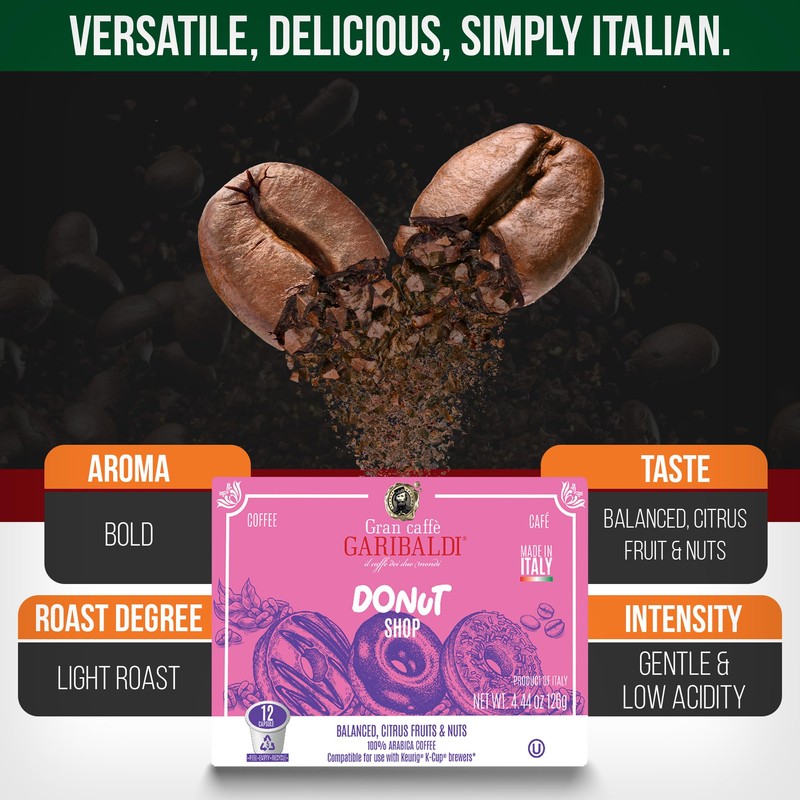Caffè Garibaldi Donut Shop Coffee Pods, Single-Serve Capsules for Keurig