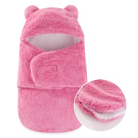 AiWMGL Baby Swaddle Blanket Boys Girls Fleece Winter Warm Adjustable Newborn Swaddling Wrap Soft Sleeping Sacks Infant Pink 0-1 Months