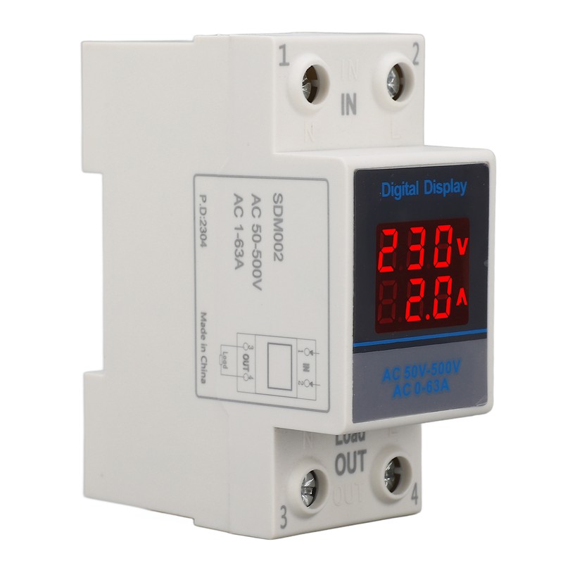 Voltage Current Meter Din Rail Double Display Display Monitor Single