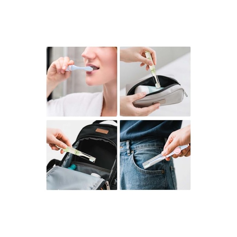 Kit de 2 cepillos de dientes plegables de viaje, manual,