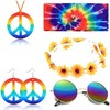 Set de accesorios hippie 5 piezas – Collar paz, aretes,