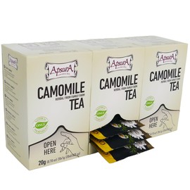 Apsara Premium Kamillentee, Krautertees 3er Set (60 Teebeutel) KamillenblütenTee, Beutel Kräutertee zum Trinken aus echter Kamille