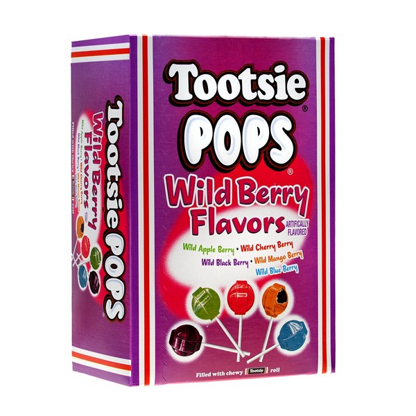 Tootsie Pops Assorted Wild Berry Flavors with Chocolatey Center, 3.75 Pound, 100 Count (Pack of 1), Peanut Free, Gluten Free