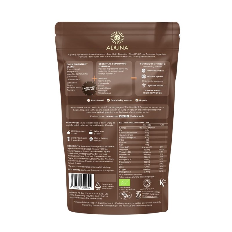 Aduna Advanced Superfood Digestion Blend | 100% Organic Powder for