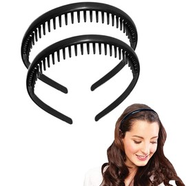 Unisex Headbands Teeth Comb Hairband 2 Pack Sports Hair Bands Plastic Toothed Hairbands Non-Slip Headbands for Women Men