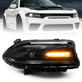 VLINCAR HID Headlight Assembly Compatible with 2015 2016 2017 2018 2019 2020 2021 Dodge Charger (Xenon/HID Model) Headlamp Replacement Right Passenger Side