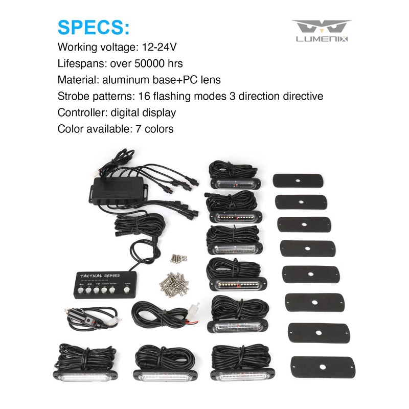 LUMENIX White Amber LED Surface Mount Strobe Flashing Lights Kit