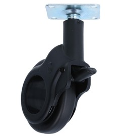 MS Beschläge Designer Swivel Castor, Furniture Castor, Diameter 60 mm, Furniture Transport Castor, Black Ball Bearing, Cabinet Castor, Plate Mounting, Fixed Castor, 30 kg Load Capacity (with Brake, 1)