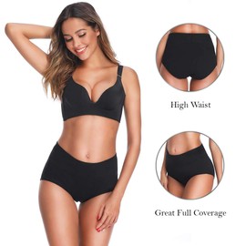 OUENZ Tummy Control Underwear Womens Cotton Panties High Waist Full Coverage Briefs Plus Size XL