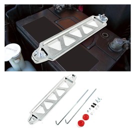 Battery Hold Down Bracket, Battery Tray Aluminum Alloy Battery Tie Down Mount Bracket, Lock Accessories with Stainless Steel J Bolts for Car Battery Mount Bracket Hold