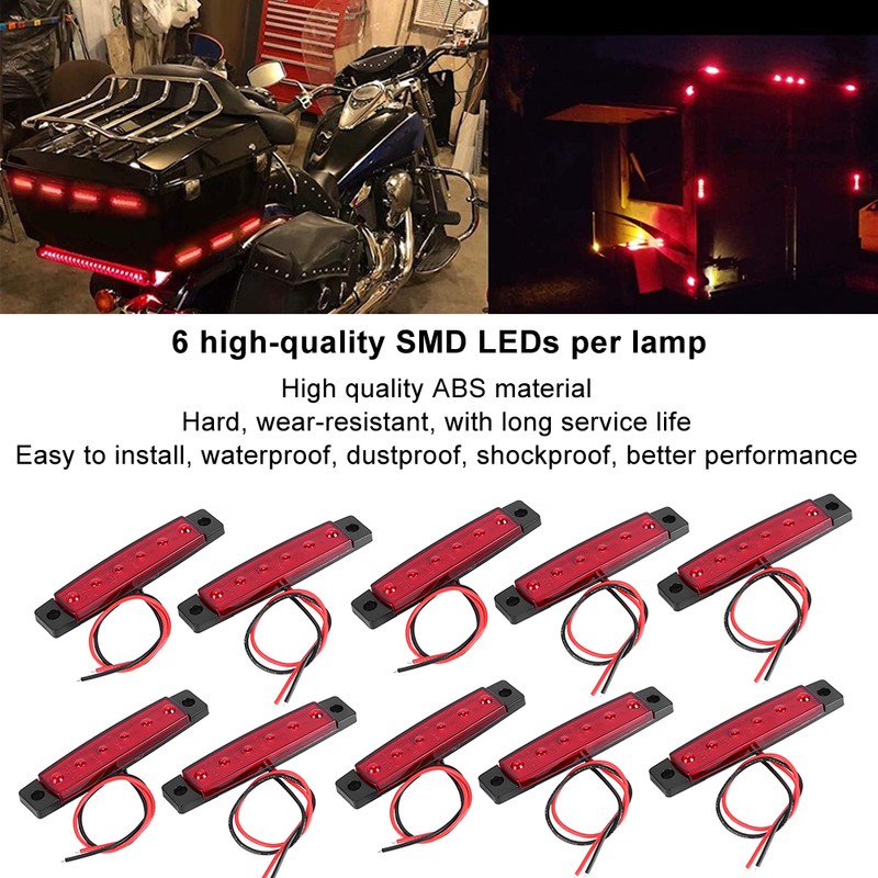 10Pcs/Set Truck Side Marker Light Signal Warning Indicator Lamp with