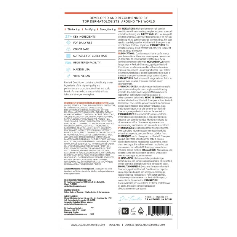 DS Laboratories Revita Hair Stimulating Shampoo or Conditioner, 925 ml
