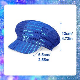 TUONYIS 70s Disco Sequin Hat - Abba Accessory for Adult Girls & Women - Retro Theme Party Hippie (Blue)