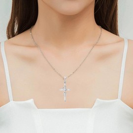 Alloy Pendant With Diamond And Eight-character Cross Necklace - color: gold, quantity: 1pc