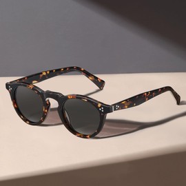 CARFIA Retro Polarised Men's Sunglasses UV400 Protection for Small Face Round Eco-consciousness Acetate Italian Luxury Style Driving Golf Cycling Shades CA2306