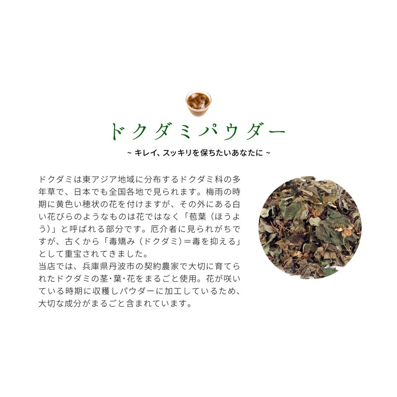 健康・野草茶センター ドクダミ茶 健康茶 国産 無添加 茶葉100％ 粉末 パウダー 100g