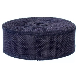 CleverDelights 2" Navy Burlap Ribbon - Finished Edge - 25 Yards - 2 Inch Jute Burlap Fabric