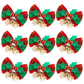 Whaline 24pcs Christmas Bow Xmas Wreaths Mini Bows Christmas Tree Bows Christmas Decorative Bows Fabric Hanging Decorations Ornaments New Year Festive, Red and Green (2 x 1.6in)
