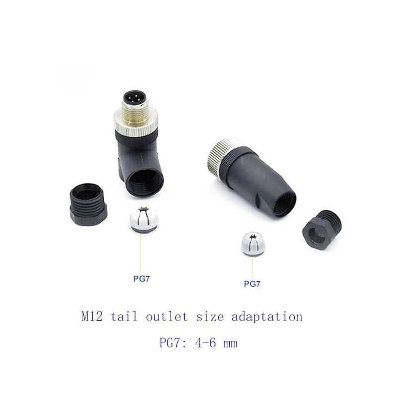 Pack of 5 M12 4-pin D Code Plug Circular Connectors,