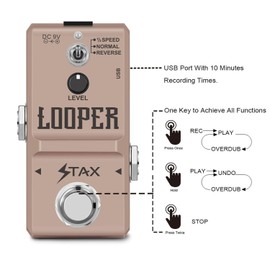 Stax Looper Guitar Pedal Loop Station Guitar Effects Pedal with Unlimited Ove...