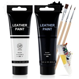 Leather Paint White, Leather Colours, Shoe Colour, Leather Colour, Leather Paint, Black and White Combination Set with Brushes for Personalising Leather Items such as Bags and Shoes, 75 ml x 2
