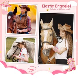 7 Stück Armbandset Boho Armband Mädchen Damen – Bunte Perlenarmbänder Elastisch mit Charms Western Cowgirl Stil Freundschaftsarmband Kinder Armbänder für Frauen Sommer Schmuck Geschenk für Mädchen