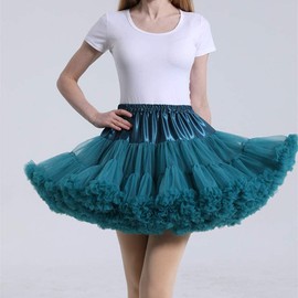 Tmade Women's Tulle Petticoat, Party Tutu Multi-Layer Puffy Cosplay Skirt, peacock blue