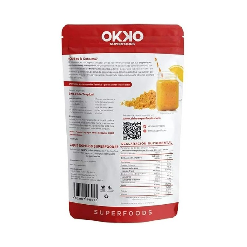 Cúrcuma en polvo 200gr. | OKKO Superfoods