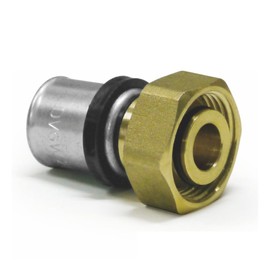 Sanpro Press Fitting Transition Fitting + Female Euro Cone, Size 20 x 2, Brass