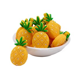 Decoendiy 20Pcs Siliocne Pineapple Beads, Fruit Shaped Beads, Colorful Flat Silicone Beads, Loose Pineapple Spacer Beads, for Adults DIY Bracelets Crafts Supplies