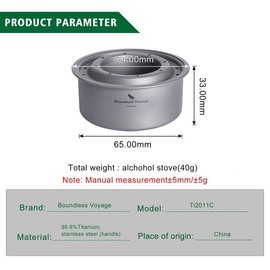 iBasingo Mini Titanium Spirit Stove Alcohol Heater Wood Burner with Stand Outdoor Camping Hiking Backpacking Furnace Tourist Cooker Survival Trekking Hiking Supplies (Ti2011C)