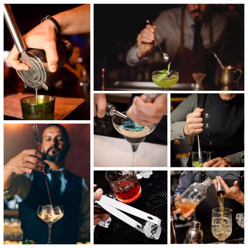 Esmula Bartender Kit with Stylish Bamboo Stand, 12 Piece 25oz