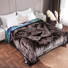 JYK Animal Print Blanket Queen 75'' x 87'', Thick and Warm Blanket for Winter, Soft Fuzzy Plush Bed Blanket Queen Size 5 LB, Soft Fuzzy Microfiberfy Blanket - Black Panther/Lion