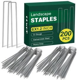 CEWOR CEWOR 200 Pack Landscape Staples 6 Inches, 11 Gauge Galvanized Landscape Fabric Stakes Metal Garden Ground Stakes Sod Pins for Lawn, Barrier Fabric, Holding Fence, Ground Cover