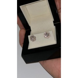 Tsv Jewelers VVS 0.76 Ct Moissanite Flower Cluster White Gold 925 Sterling Silver Earrings