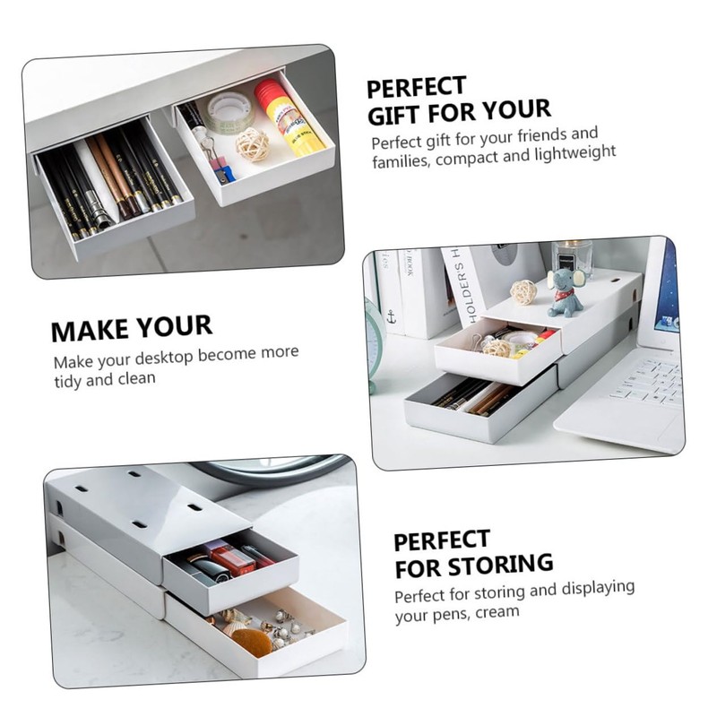 COHEALI 2pcs Plastic Desktop Storage Box Stackable Drawers Desk Organizers