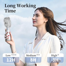 Portable Mini Handheld Fan,Transparent Design Small Fan Adjustable USB Rechargeable 3 Speed Powerful Eyelash Fan For Stylish Kids Girls Women Men Indoor Outdoor Travelling (Transparent Colorless)