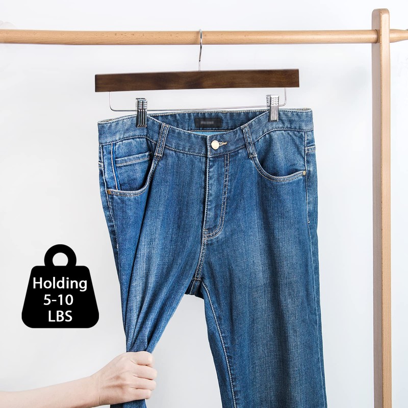 Nature Smile Wooden Pants Skirt Trousers Hangers with Clips (10Pcs